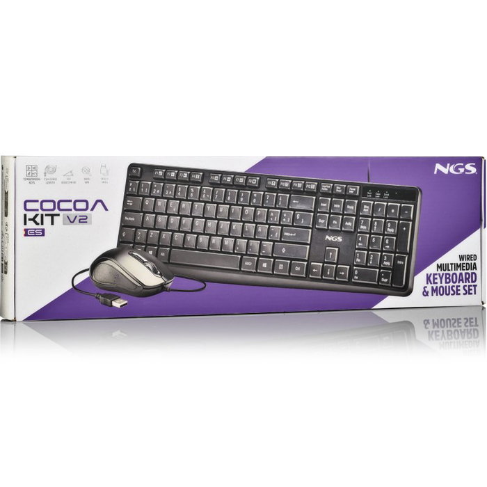 NGS Cocoa KIT V2 Teclado y Ratón USB Negro